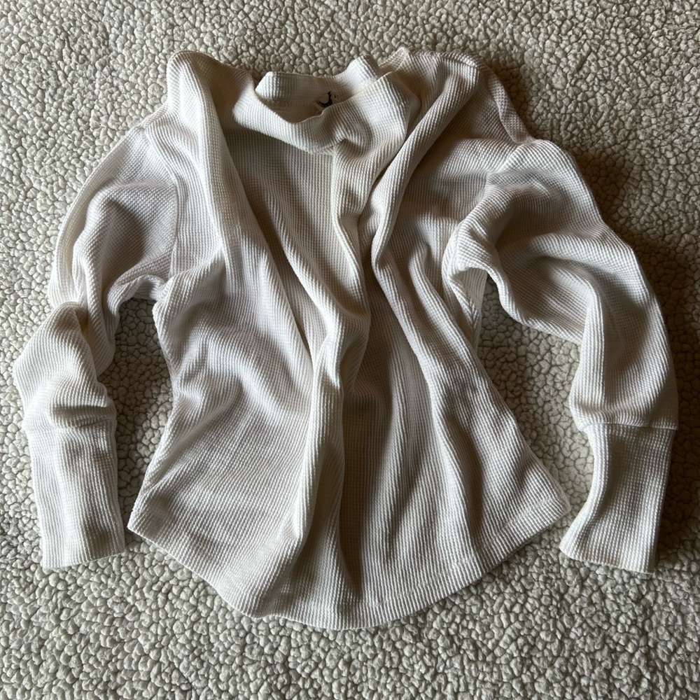 Anthropologie White Thermal Crop Size XS